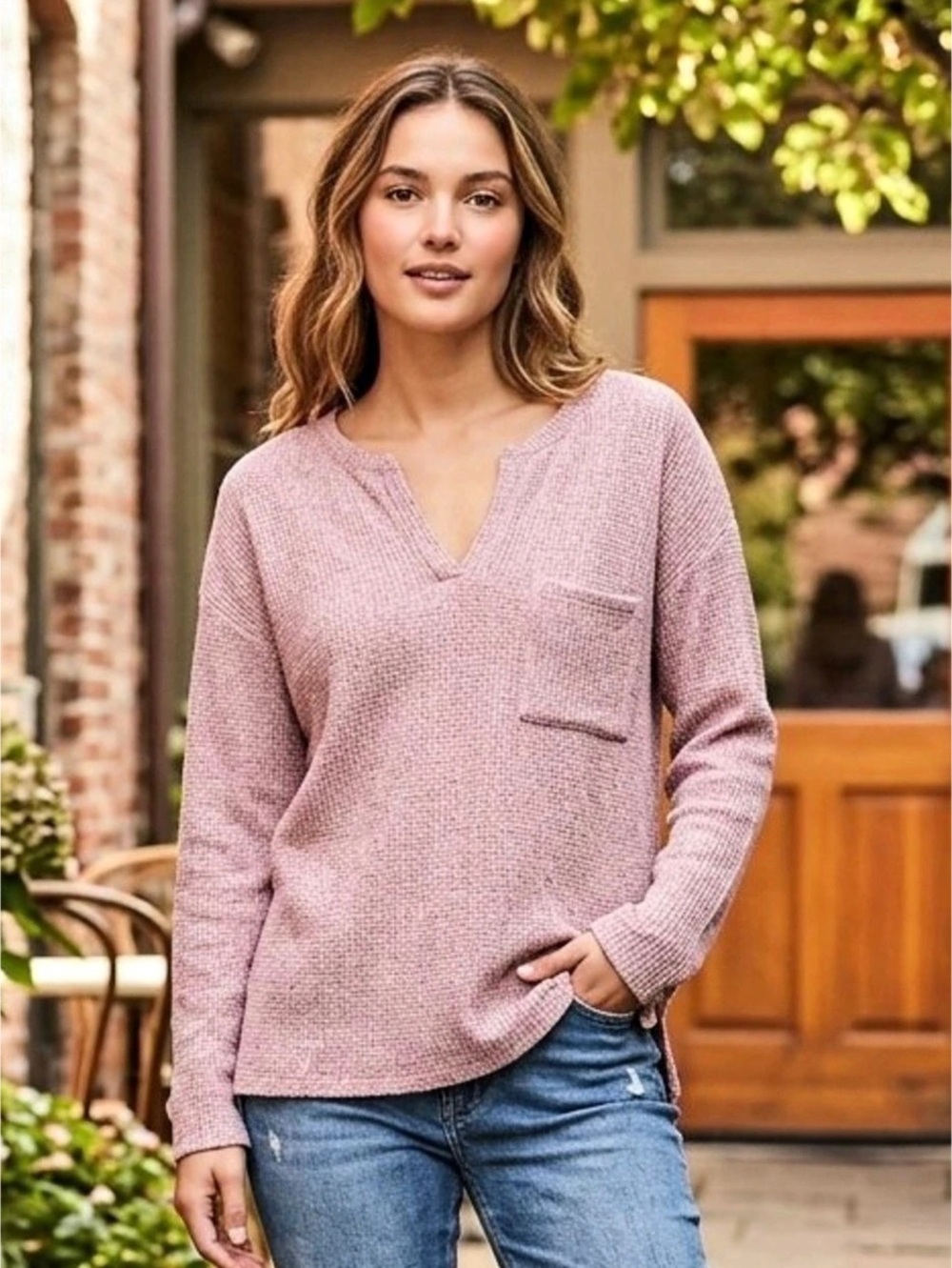 LOFT V-Neck Sweater in Pink Size Medium New With Tag